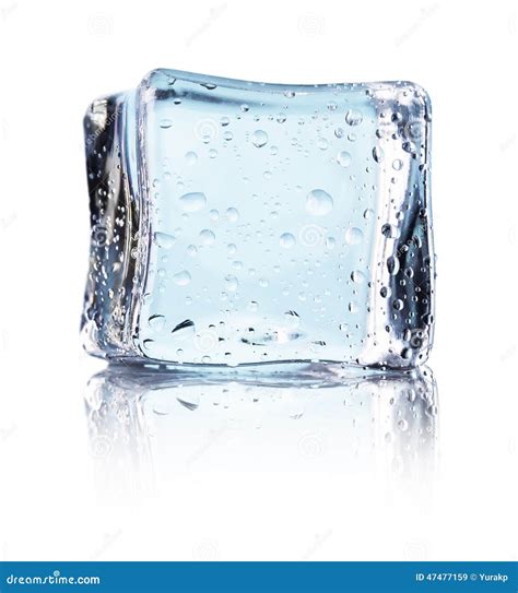 Cube Of Blue Ice Isolated On A White Background Stock Image Image Of