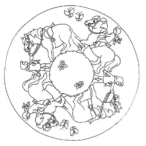 Here are some easy mandala coloring pages for kids, or even for adults who would like to begin to color this simple designs before working on more difficult. horse mandala coloring pages coloring.filminspector.com