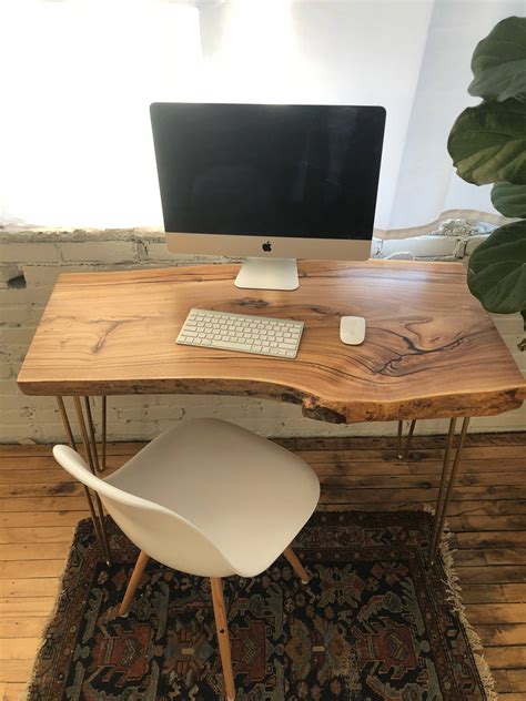 Reclaimed distressed wood memphis reception desk. Live Edge Desk Contemporary Work Desk Rustic Industrial ...