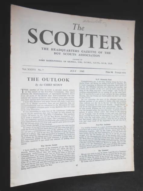 Vintage Boy Scout Association Magazine The Scouter July 1942 Vol