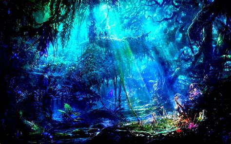 720p Free Download Mystic Forest Forest Fantasy Flames Rays Dark