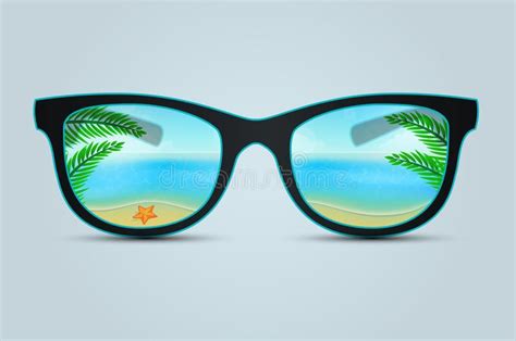 Summer Sunglasses With Beach Reflection Vector Illustration Of Summer Sunglasse Sponsored