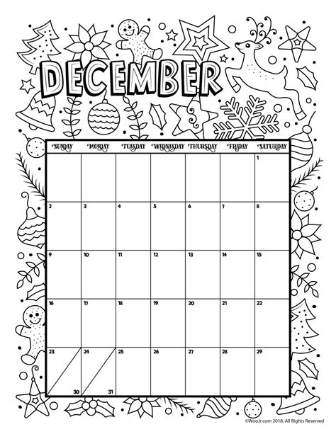 Calendar Coloring Page