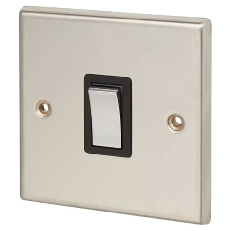 Contactum 20a 1 Gang Double Pole Switch Polished Steel With Black