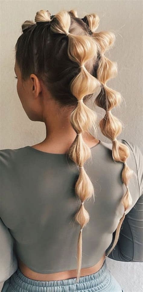 30 Cute Bubble Braid Hairstyles Funky Bubble Braid Pigtails Color