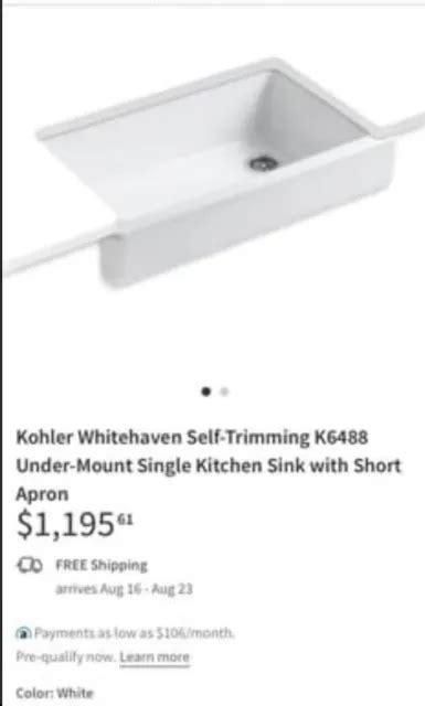 Kohler Whitehaven Self Trimmimg Under Mount Single Kitchen Sink With