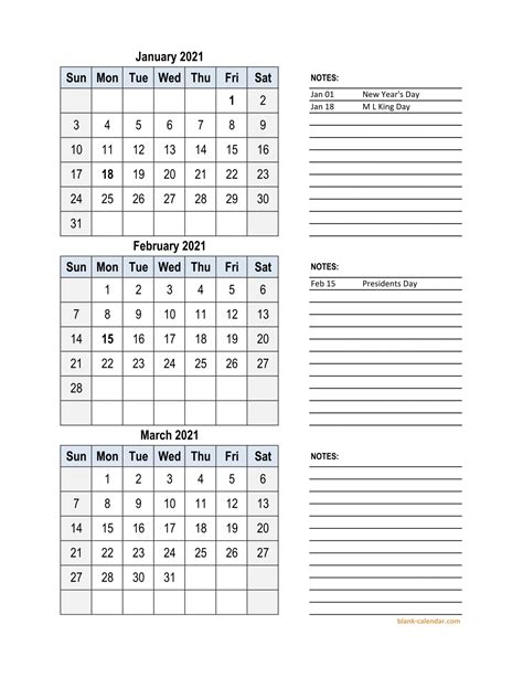 Simple calendar and calendar with notes. 3 Month Calendar 2021 Excel | Free Letter Templates