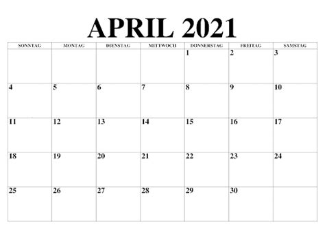 Maandelijkse kalenders en planners voor elke dag, week, maand en jaar met velden voor vermeldingen en notities; Frei April 2021 Kalender Vorlage Zum Ausdrucken [PDF ...