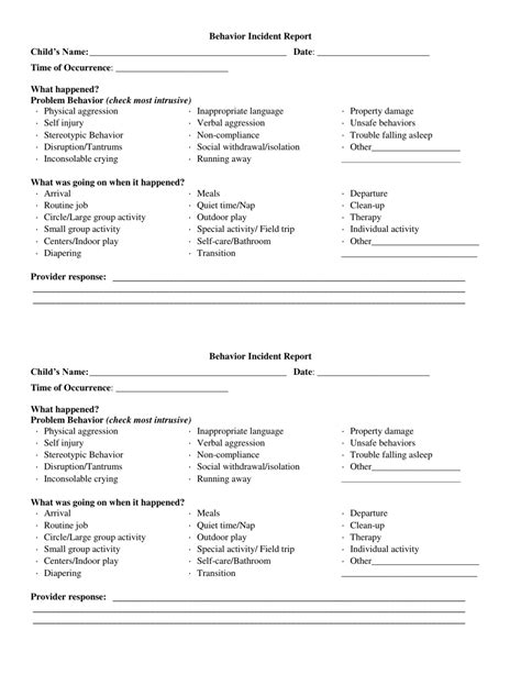 Childs Behavior Incident Report Template Fill Out Sign Online And
