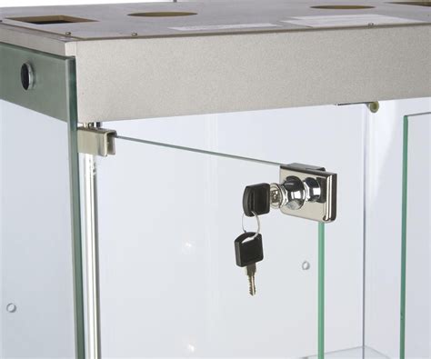 24 Glass Display Case Wframeless Design Adjustable Shelves Hinged