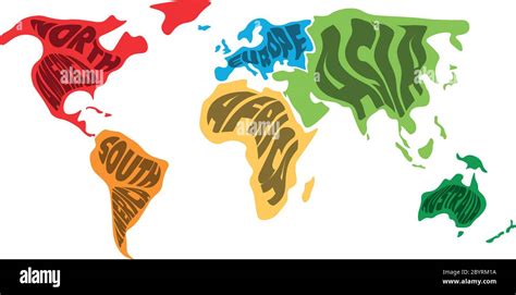 Mapa Mundial Dividido En Seis Continentes Nombre De Cada Continente