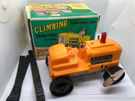 Climbing Sparkling Tractor By Marx Tin Lithograph Windup Toy Made In