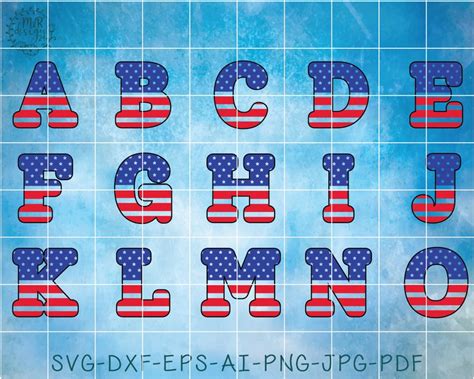 Usa Flag Alphabet Svg Flag Alphabet Svg American Flag Font Etsy