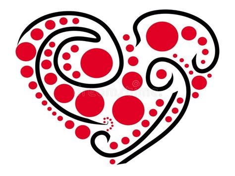 Ein Stilisiertes Herz Gemalt Mit Schwarzen Linien Und Roten Punkten