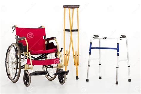 Wheelchaircrutches And Mobility Aids Isolated On White Stock Image