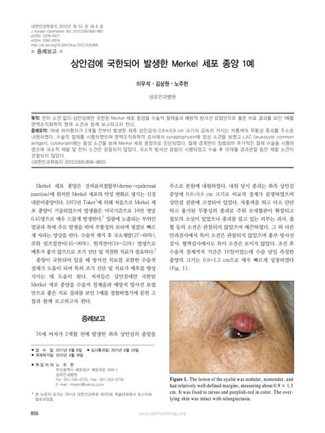 Pdf A Case Of Localized Merkel Cell Carcinoma On The Upper Eyelid