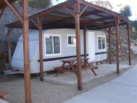 Recently Refurbished Caravan Exterior Pet Friendly Campsite In Spain