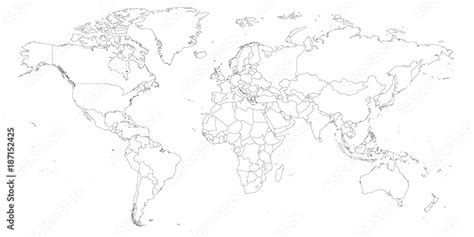 Fototapeta Mapa świata Dla Dzieci Blank Outline Map Of World Worksheet