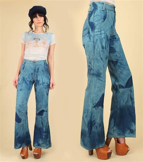 Items Similar To Vintage 70s Bell Bottom Jeans Rare Tie Dye High