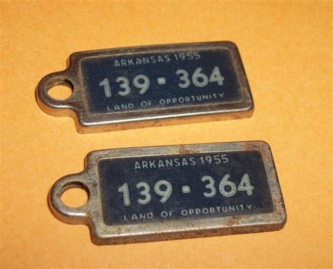 Vintage 1955 Arkansas Matched Pair of DAV Miniature License Plate Tags