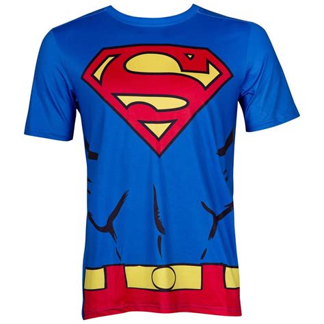 Superman Performance Athletic Costume Adult T Shirt With Muscles And Belt Design Small