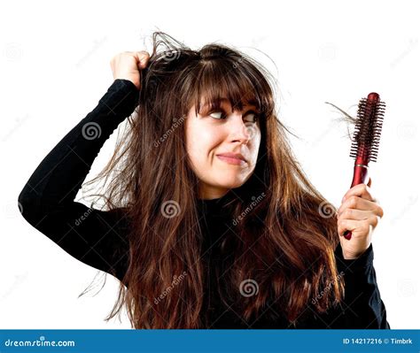 Woman Having A Bad Hair Day Stock Photo - Image of expression, portrait