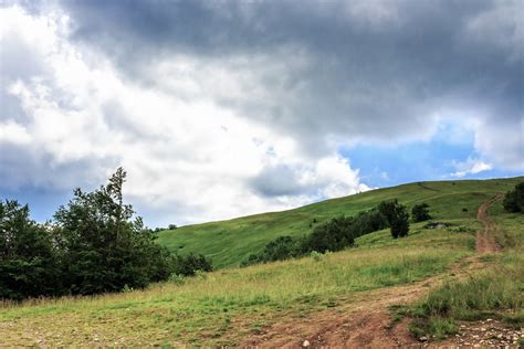 Free Path On Hillside Meadow In Mountain Stock Photo