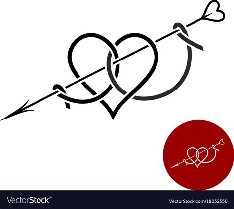 Heart With Arrow Tattoo Style Linear Logo Vector Image
