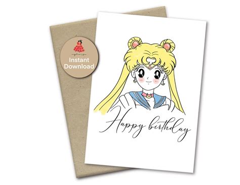 2 Sailor Moon Birthday Cards Sailor Moon Inspirational Etsy