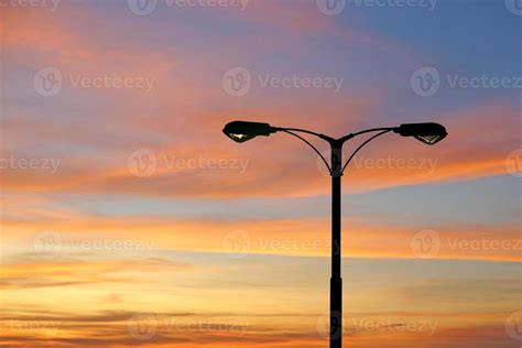Silhouette Of Streetlight With Beautiful Twilight 1348648 Stock Photo