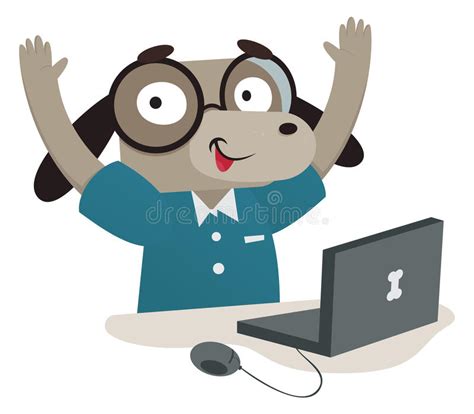 Nerd Dog Using A Computer Stock Vector Illustration Of Mouse 58537260