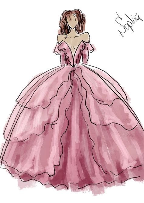 Ball Gown Air Fairy Tale Gown Sketch Design Fashion Drawing