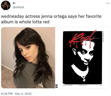 Wednesday Actress Jenna Ortega Says Her Favorite Album Is Whole Lotta