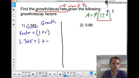 Finding Growthdecay Rate Given A Factor Youtube