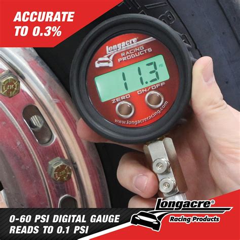 Longacre Pro Digital 2 ½ Tire Air Pressure Gauge 0 60 By 1 Lb 52 53000
