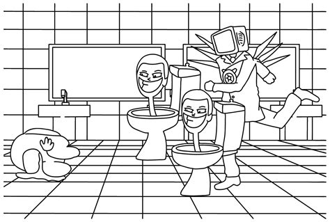 Titan TV Man Skibidi Toilet And Among Us Coloring Page Free Printable Coloring Pages