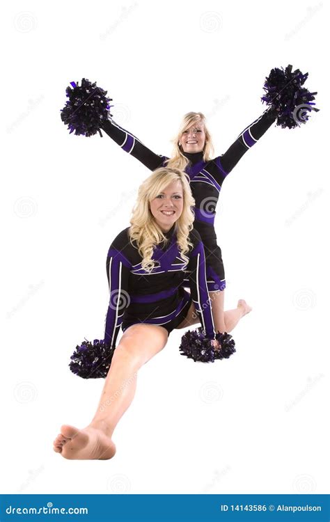 Two Cheerleaders One Doing Splits Stock Photo Image Of Energy Pose