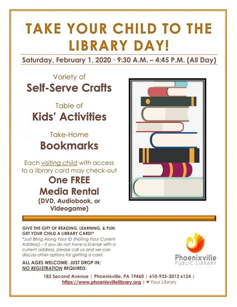 Take Your Child To The Library Day At Phoenixville Public Library