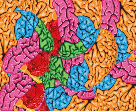 Psychedelic Colorful Background Of Human Brain Stock Illustration