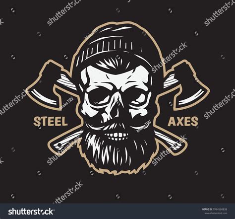Lumberjack Skull Beard Hat Two Axes Stock Vector Royalty Free 1994560838 Shutterstock