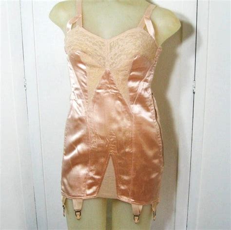 1930s 30s vintage peach satin corselette all by juneemoonvintage