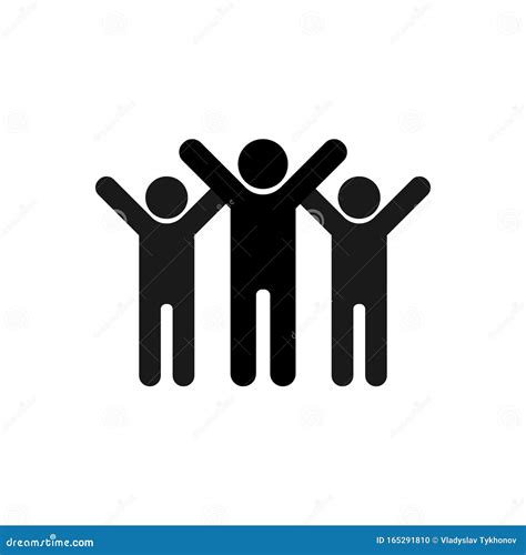 Friendship Icon Symbol Of Joyful Friends With Their Hands Up A Group