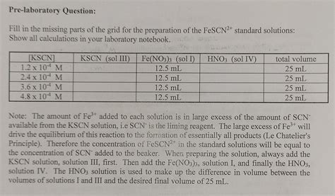 Solved Pre Laboratory Question Fill In The Missing Parts Of