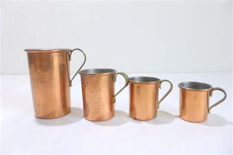 Set Of 4 Vintage Copper And Brass Measuring Cups Made In Japan Etsy