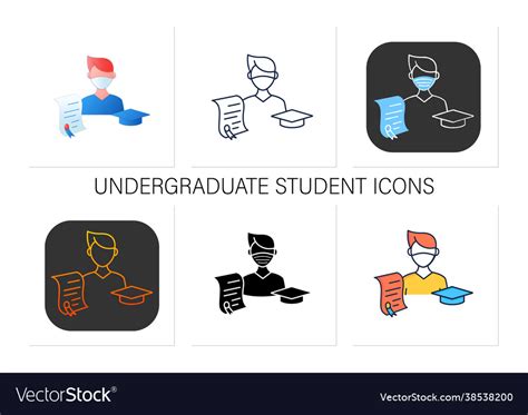 Undergraduate Student Icons Set Royalty Free Vector Image