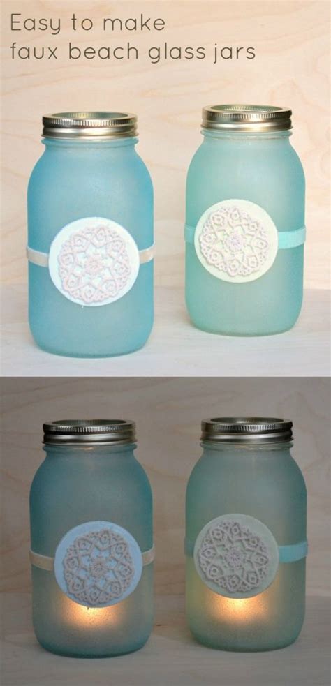 This is exactly what you get when you use this sea glass aerosol spray paint from krylon. Mason Jar Lanterns with a Faux Beach Glass Finish | Mason ...