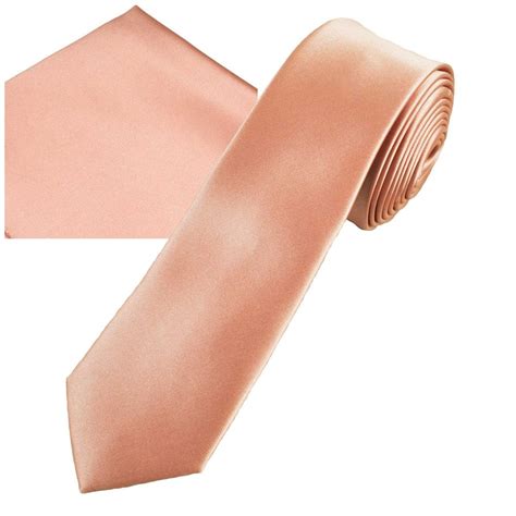 Plain Rose Gold Men S Skinny Tie Pocket Square Handkerchief Set From