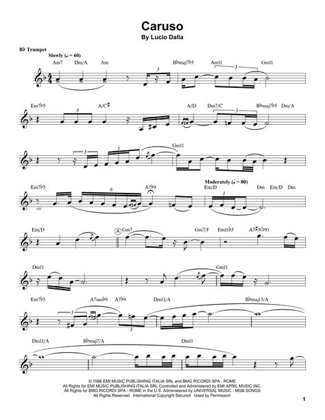 Caruso Sheet Music Chris Botti Trumpet Transcription