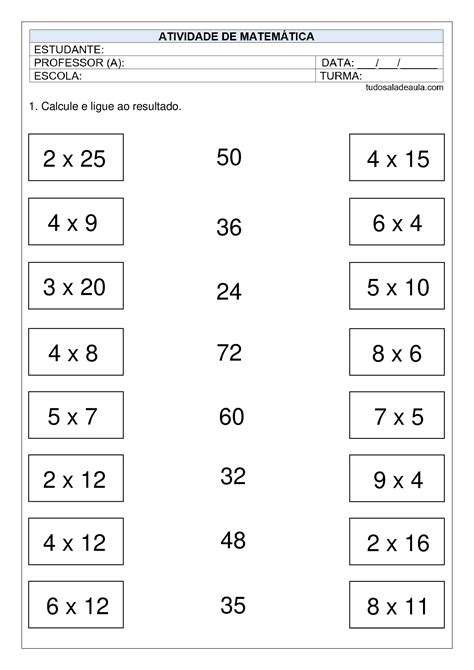 Atividades Multiplicação 3º Ano EDUBRAINAZ