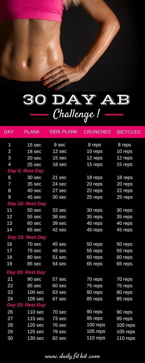 30 Day Ab Challenge Beauty Workout Challenge 30 Day Ab Challenge Fitness